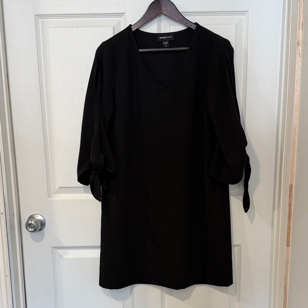 Fifteen Twenty Black V-Neck Dress with Tie Sleeves